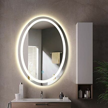 20X28 Inch Wall-Mounted Bathroom Mirror with LED Lighted Anti-Fog, Ultra-Thin Silver Mirror, Touch Switch, Dimmable, Bathroom Mirror, Dressing Mi