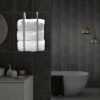 Wall Mounted Towel Rail Bathroom Storage Rail Modern Decorative Metal Wall Mount Towel Rack Organizer for Storage of Bathroom Towels Chrome/Steel