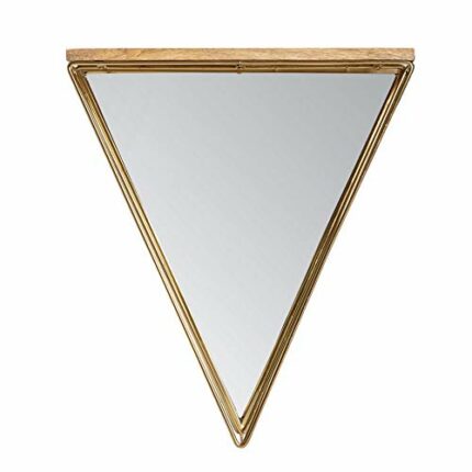 Decorline Gatana Gold Triangle Shelf Mirror, metallic,18inch x 16inch