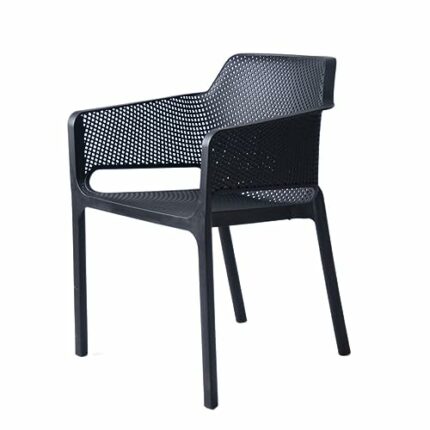 maozi Plastic Chairs For Kitchen Adult Backrest Armrest Furniture Dining Chair PP Hollow Living Room Chair (Color : Argento, Size : Light Grey)