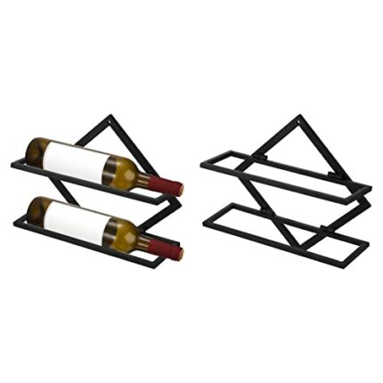 METALLIXITY Wall Mounted Wine Rack 2 Set, Iron Wine Storage Display Holder Holds 2 Liquor Bottles Metal Wine Rack Organizer - Home Wall Wine Them