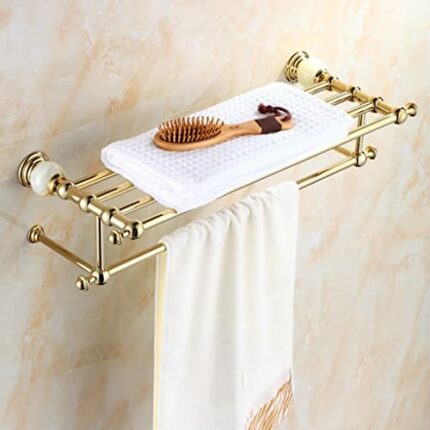 HIGOH Towel Racks,Bathroom Towel Rack Wall Mounted Towel Holder,European-Style Towel Rack,Jade Bath Towel Holder,Bathroom Rack,Double-Layer Solid