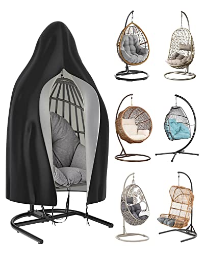 Trongle Egg Chair Cover Waterproof, 190 * 115cm Heavy Duty Outdoor Swing with Zipper and Drawstring, 210D Oxford UV-Anti Windproof Patio Hanging
