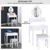 Centro Dressing table With Oval Mirror & 4 Drawer Stool Set Makeup Vanity Table, Cosmetic Bedroom Dresser Make Up Desk For Bedroom Furniture