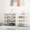 Vockot Small Shoe Rack 6-8 Pairs Sturdy Shoe Shelf 4-Tiers Narrow Stackable Shoe Organizer,Lightweight Kids Shoe Racks for Entryway, Doorway and