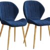 Kitchen Dining Room Furniture Chairs Kitchen Chairs Set Of 2 Velvet Seat Dining Chairs with Backrest Metal Legs for Lounge Living Room Corner Cha