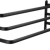 Towel Rail 3-Tier Bath Towel Rack with Hooks Aluminum Wall Mounted Towel Holder Black 30CM Punch-Free Towel Bar Rail for Kitchen Bathroom Toilet