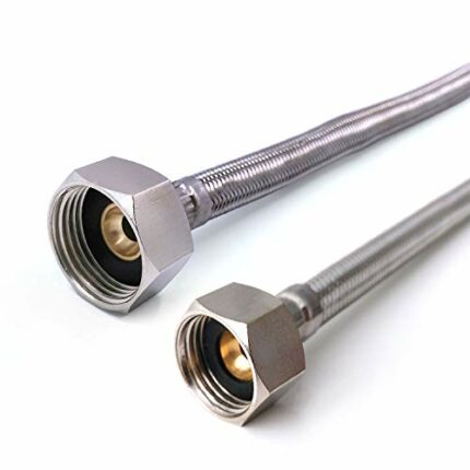1/2" x 3/4" BSP 500mm Long Flexible Braided Hose Bath Tap Flex Connector