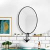 Black Oval Bathroom Mirrors - 20“ X 28” Metal Frame Wall Mirror Modern Wall-Mounted Mirrors