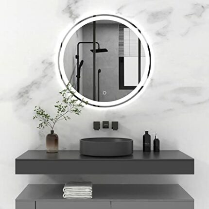 Cloud Mountain 32-Inch Round Wall-Mounted Bathroom Mirror