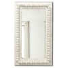 Boho Mirrors for Wall Decor with Beaded Border 24", Hanging Farmhouse Distressed White Bathroom Mirrors for Vanity, Large Rustic Wood Frame Recta