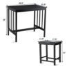 WALNUT 3 Pieces Counter Height Dining Table And 2 Backless Stools Kitchen Bar Furniture