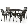 vidaXL Biatro Set 5 Piece Outdoor Furniture Set Balcony Bistro Table and Chairs Patio Garden Balcony Table Chairs Furniture Cast Aluminium Bronze
