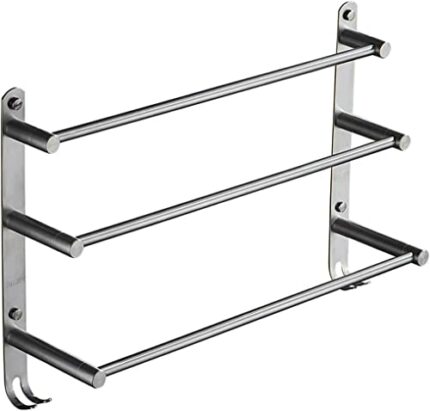 Towel Rack Towel Rail Bathroom Shelf Three-Layer, Wall Hanging Towel Holder with Hook 30Cm/60Cm