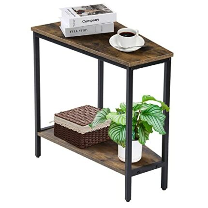 Triangle End Table - Narrow Wedge End Table - Recliner Table with Storage - Corner Tables for Living Room - Chair Side Tables for Small Spaces -