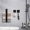 ANOTHEEE Hand Towel Holder Black Towel Ring Self Adhesive Towel Rail for Bathroom, Towel Rail Self Adhesive With 2 Pac Self Adhesive Hooks SUS304