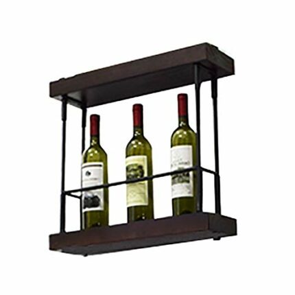 Wine rack Solid Wood Wrought Iron Rack Shelf Wall-mounted Wine Rack Tripod Wine Glass Holder Wall Decoration Glowing Wine Rack