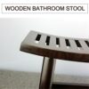 VIrov Black Wooden Bath Stool Non-slip Bathtub Spa Wood Shower Stool Waterproof Living Room Kitchen Office Garden Change Shoes Stools for Elderly