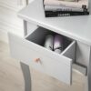 CARME Sorrento - Grey Dressing Table and Side Table With Drawer Rose Gold Handles Stool Mirror with LED Lights - Four Piece Set Bedroom Makeup Fu