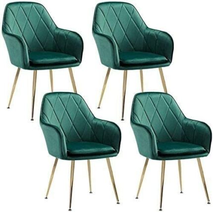 dining chair Dining Chairs Set - Corner Kitchen Counter Chairs, Kitchen Velvet Dining Chairs Set of 4, Living Room Chairs with Metal Legs Armrest