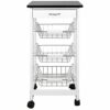 Chef Vida 3 Tier Kitchen Trolley Cart Storage Baskets Drawer, White