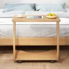 ZCMEB Rubber Solid Wood Sofa Side Table Removable C-shaped Bedside Bedside Table Living Room With Wheels Small Coffee Table (Color : Wit, Size :