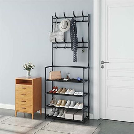 DINGZZ Multifunctional Coat Rack Floor Rack with Wheels Multifunctional Storage Rack Storage Rack Coat Rack (Color : Svart, Size : 60 x 26 x 155c