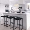 RTYHN Set of 2 Bar Stools, Velvet Bar Stools Kitchen Counter Chairs Upholstered 65 cm with Backrests, Footrest for bar living room balcony Pub Ch