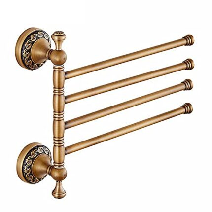HIGOH Towel Rack Towel Rail for Bathroom, Copper Folding Rotating Towel Bar, Wall Mount Antique Brass 3/4/5 Layer Activities Towel Bar,Hand Towel