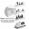 4 Tier Slim Rolling Storage Cart,Multifunction Utility Cart Kitchen Storage Organizer,Narrow Storage Cabinet Mobile Shelving Unit for Bathroom,Ki