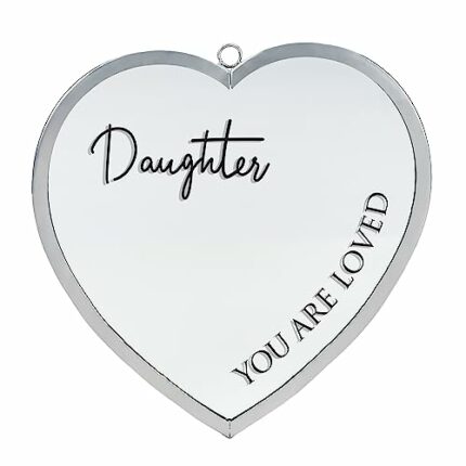 Dicksons Elanze Designs Daughter You are Loved Heart Shaped Silver 8 x 8 Metal and Glass Wall Mounted Mirror