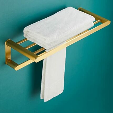 HIGOH Towel Racks,Bathroom Towel Rack Wall Mounted Towel Holder,Brushed En Towel Rack,Bathroom Towel Rack,Wall-Mounted Bathroom Hanger,Shelf Euro