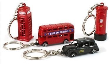 Famous London Icons Red Bus Telephone Booth Post Box & Big Ben Key Rings Mix of 4