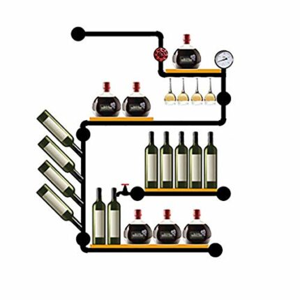 Wine rack Loft Vintage Industrial Wind Rack Wrought Iron Wood Hose Rack Wall-mounted Wine Rack Cup Holder Glassware Rack Wine Cooler 90 * 20 * 13