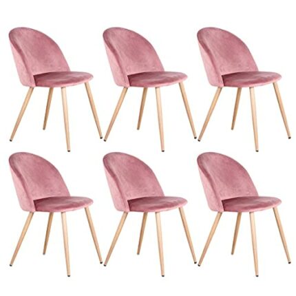 TFIIEXFL A Set Of 6 Dining Chairs With Soft Velvet And Metal Feet, Suit For Kitchen, Dining Room, Living Room, Lounge (Pink/Green/Blue)) (Color :
