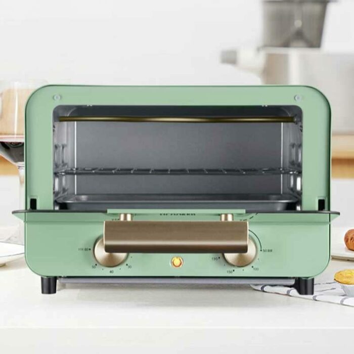 QUIM Electric mini Oven Multi-function Stainless Steel with Timer Bake Broil Includes Baking Pan and Rack toaster pizza