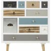AC Design Furniture 63374 suwen Multi Drawer Chest, Pine Legs, Clear Coat, Set of 11, White