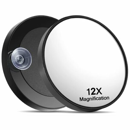 Deco Life® 12X Magnifying Mirror with 2 Suction Cups 8.6cm Magnified Makeup Mirror Suction Magnified Mirror Perfect for Makeup, Grooming & Skinca