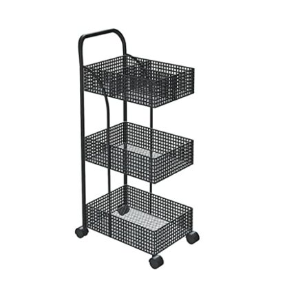 DSHGDJF Iron Rack Bedroom Kitchen Metal Mobile Bathroom Storage Rack Wheeled Trolley Gold Kitchen Cart Kitchen Island (Color : White)