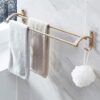 Bathroom Wall-Mounted Towel Bar with Hanging Hook Bathroom Shelf Towel Rack Two Rod Prevention Bathroom Storage Rack Shower Rack Tower Hanger