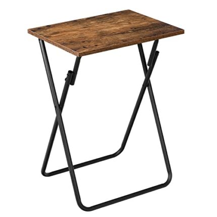 HOOBRO Side Table, Folding TV Tray Table, TV Dinner Table for Eating, Foldable Coffee Snack Table, Industrial Laptop Table for Sofa, Easy Assembl