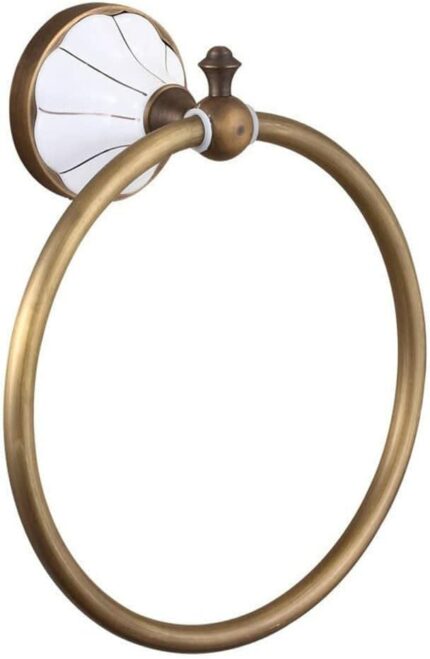 RAKUTE Antique Retro European Pastoral Style Green Bronze Towel Ring, Towel Rack, Round Hand Towel Holder Bathroom Ring