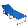 ALPHA CAMP Outdoor Folding Sun Loungers for Garden, Folding Reclining Sunloungers Lounger, Portable Sunbed with Pillow and 5 Position for Garden,