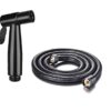 Black Small Compact Bidet Douche shattaf Sprayer with Black Hose 1.5 m Cloth Diaper Sprayer Bathroom Handheld Bidet Toilet Stainless Steel Tap Sp