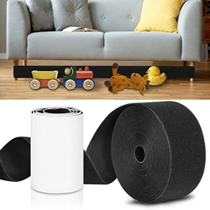 QOTSTEOS Toy Blocker for Under Couch, 2rolls Furniture Bumper, Sliding Sofas Under Sofa Adhesive Mounting Strap Gap Bumper for Pets Kids, Stop Th
