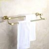 bathroom towel rack Gold Double Towel Bar Brass Towel Rails Heavy Duty Towel Holder Wall Mounted Towel Storage Rack for Bathroom, Kitchen, Hotel,