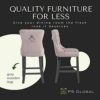 PS Global Adrianna Barstool, Comfortable and Stylish Fabric With Chrome Knockerback Luxurious Upholstery, Velvet Barstool, Easy Clean Fabric, Mod