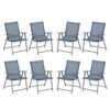 VICLLAX 2 Pieces Patio Folding Chairs, Outdoor Portable Dining Chairs for Lawn Garden and Porch, Dark Blue