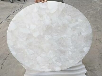 Gifts And Artefacts 42 x 42 Inches Dining Table Top Resin Art with White Quartz Stone Round Shape Kitchen Table for Home Furniture Decor