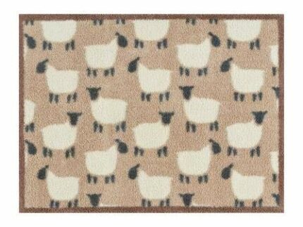 Turtle Mat Sheep Flock design- Neutral - highly absorbent indoor barrier mat, size 60x85cm